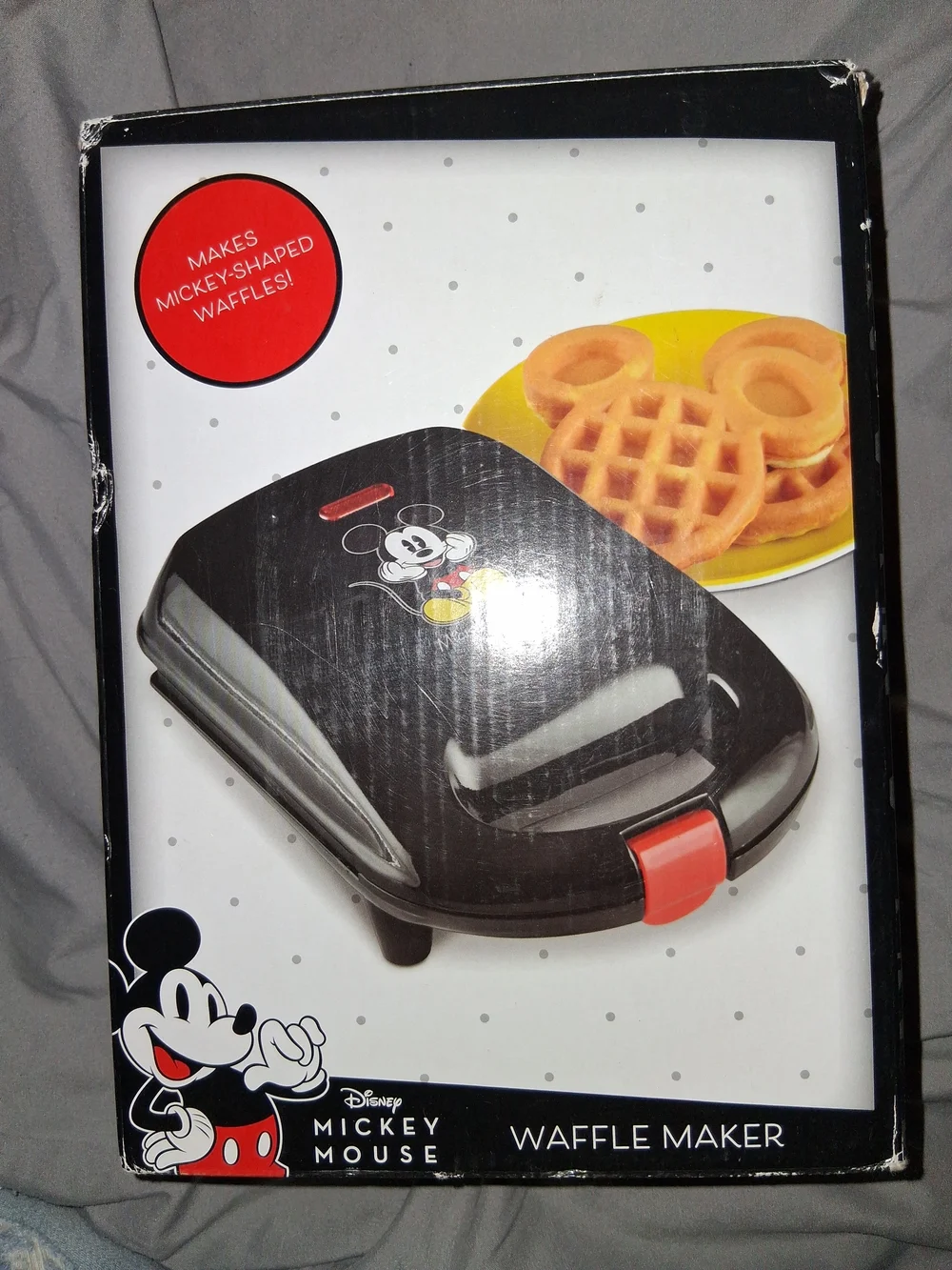 Disney Mickey Mouse Black Waffle Maker with Red Accent